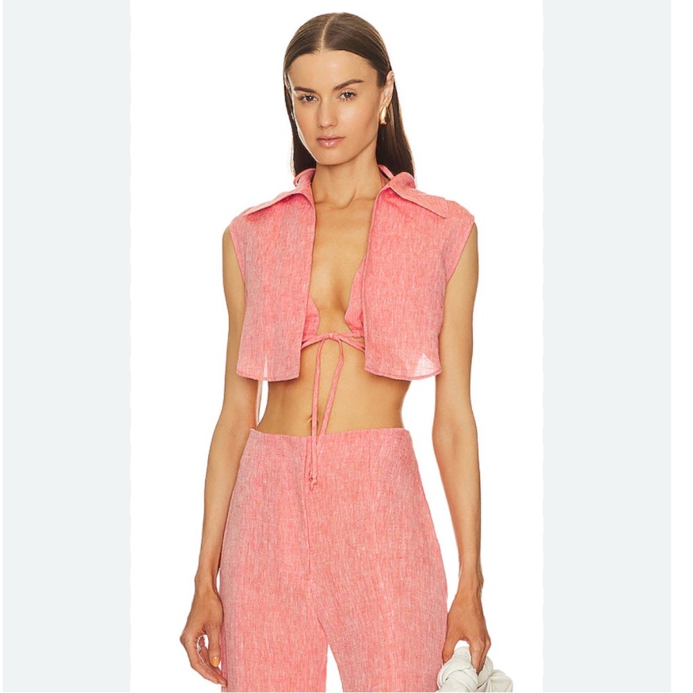 NWT MATTHEW BRUCH Vest with Triangle Top in Red Melange size 2